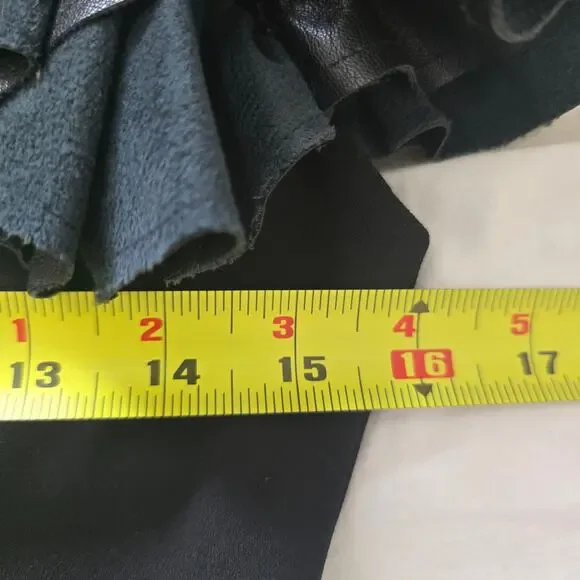 Alice + Olivia Black Eunice Vegan Leather Ruffle-sleeve Mini Dress Size 2 LBD - Picture 7 of 8